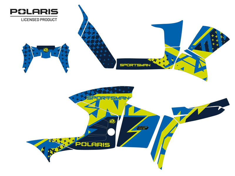 Laden Sie das Bild in Galerie -Viewer, POLARIS-110-SPORTSMAN-ATV-DECALS-GRAPHIC-KIT-BLUE
