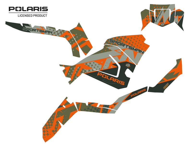 Laden Sie das Bild in Galerie -Viewer, POLARIS-450-SPORTSMAN-ATV-DECALS-GRAPHIC-KIT-ORANGE-QUAD
