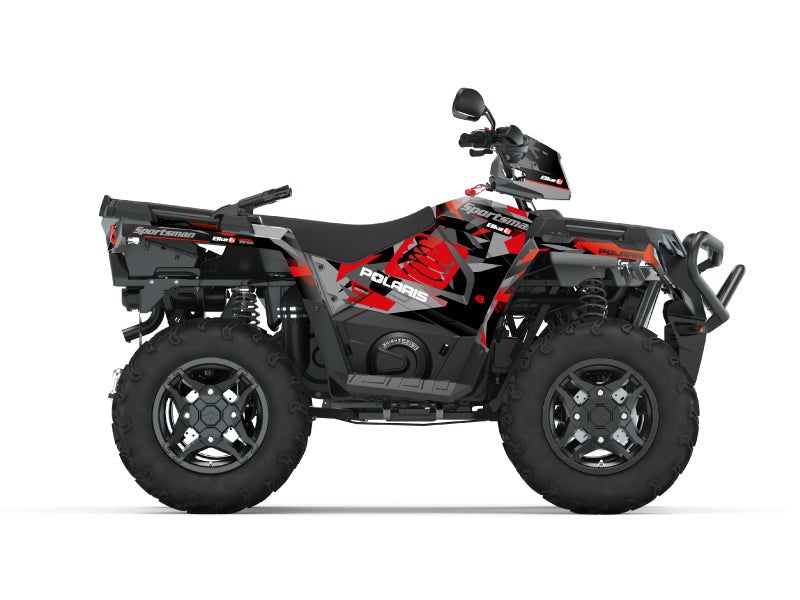 Laden Sie das Bild in Galerie -Viewer, POLARIS 450 SPORTSMAN ATV ELKA GRAPHIC KIT GREY RED
