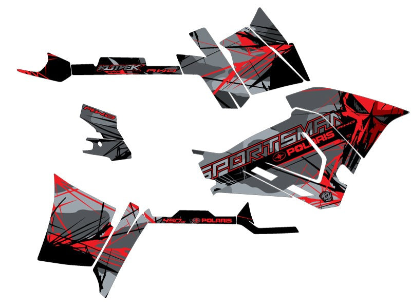 POLARIS 450 SPORTSMAN ATV EVIL GRAPHIC KIT GREY RED