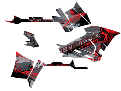 POLARIS 450 SPORTSMAN ATV EVIL GRAPHIC KIT GREY RED