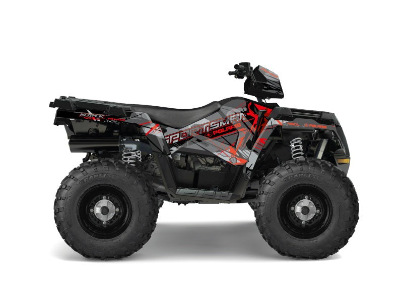 Laden Sie das Bild in Galerie -Viewer, POLARIS 450 SPORTSMAN ATV EVIL GRAPHIC KIT GREY RED
