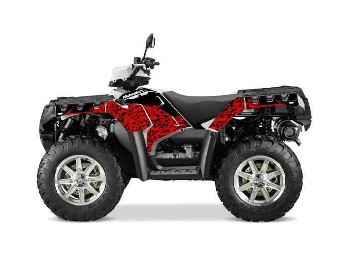 POLARIS 500-800 SPORTSMAN FOREST ATV PREDATOR GRAPHIC KIT RED BLACK