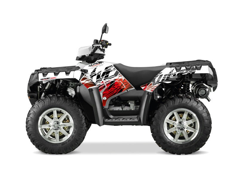 Laden Sie das Bild in Galerie -Viewer, POLARIS 550 SPORTSMAN FOREST ATV ERASER GRAPHIC KIT RED WHITE
