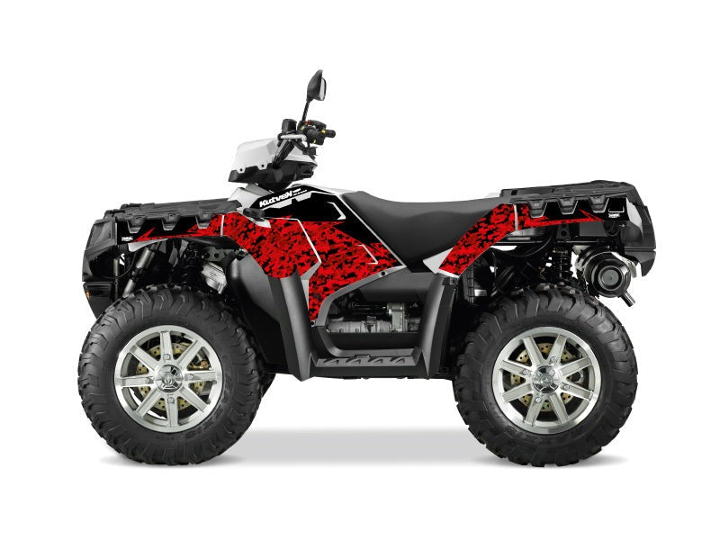 Laden Sie das Bild in Galerie -Viewer, POLARIS 550 SPORTSMAN FOREST ATV PREDATOR GRAPHIC KIT RED BLACK
