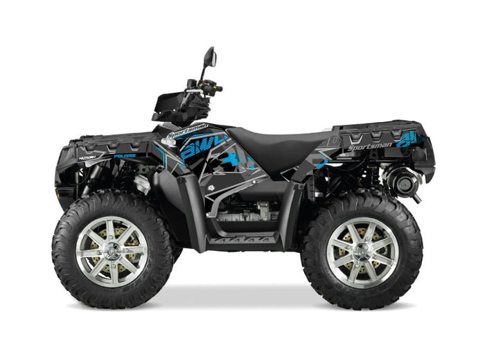 POLARIS 550 SPORTSMAN FOREST ATV VISOR GRAPHIC KIT BLACK BLUE