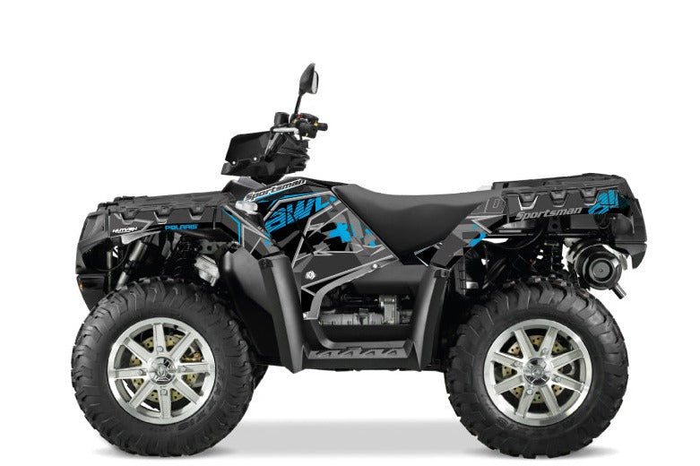 Laden Sie das Bild in Galerie -Viewer, POLARIS 550 SPORTSMAN TOURING ATV GRAPHIC KIT BLACK BLUE
