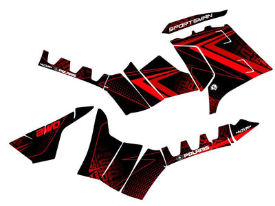 POLARIS 550 SPORTSMAN TOURING ATV ROCK GRAPHIC KIT BLACK RED