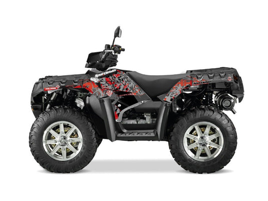 POLARIS 550 SPORTSMAN TOURING ATV VINTAGE GRAPHIC KIT BLACK RED