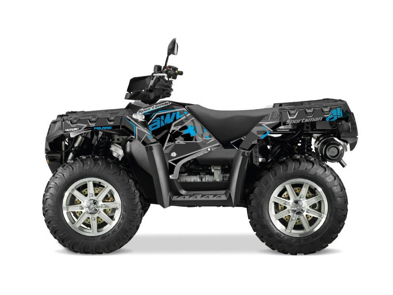 Chargez l&#39;image dans la visionneuse de la galerie, POLARIS 550 SPORTSMAN TOURING ATV VISOR GRAPHIC KIT BLACK BLUE
