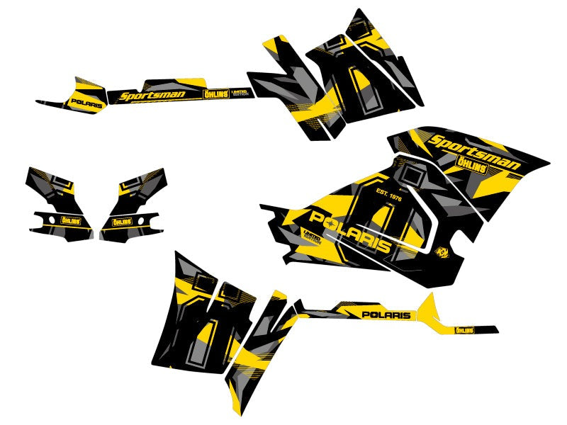 POLARIS 570 SPORTSMAN ATV OHLINS GRAPHIC KIT GREY YELLOW