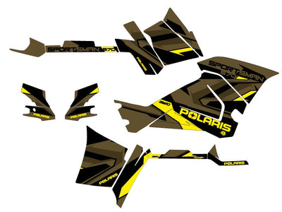 POLARIS 570 SPORTSMAN TOURING ATV HIDDEN GRAPHIC KIT GREEN YELLOW