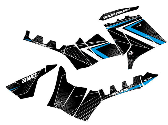 POLARIS 850 SPORTSMAN TOURING ATV ROCK GRAPHIC KIT BLACK BLUE