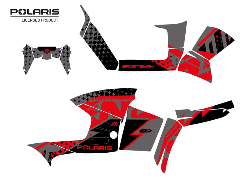 Laden Sie das Bild in Galerie -Viewer, POLARIS-90-SPORTSMAN-ATV-DECALS-GRAPHIC-KIT-BLACK-QUAD
