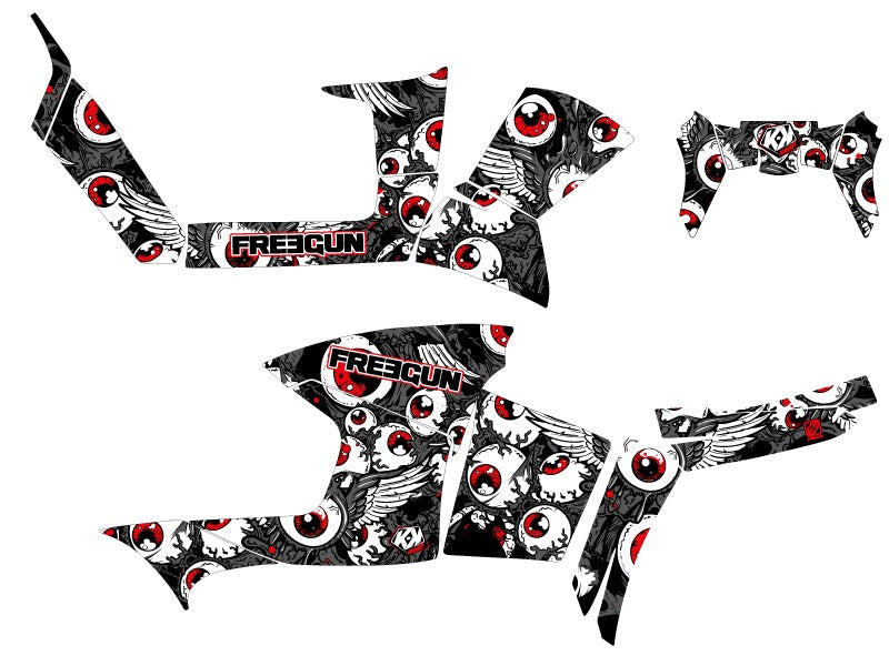 Chargez l&#39;image dans la visionneuse de la galerie, POLARIS 90 SPORTSMAN ATV FREEGUN EYED GRAPHIC KIT GREY RED
