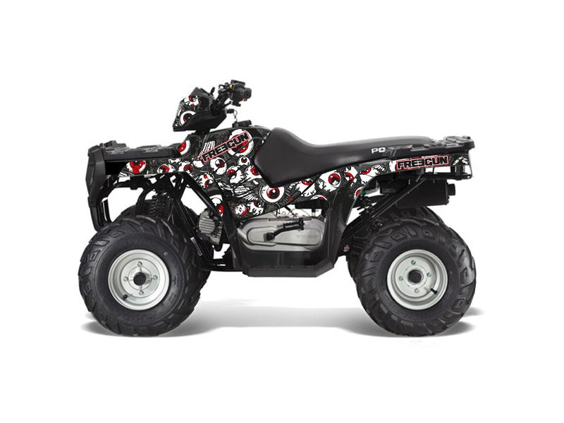 Laden Sie das Bild in Galerie -Viewer, POLARIS 90 SPORTSMAN ATV FREEGUN EYED GRAPHIC KIT GREY RED
