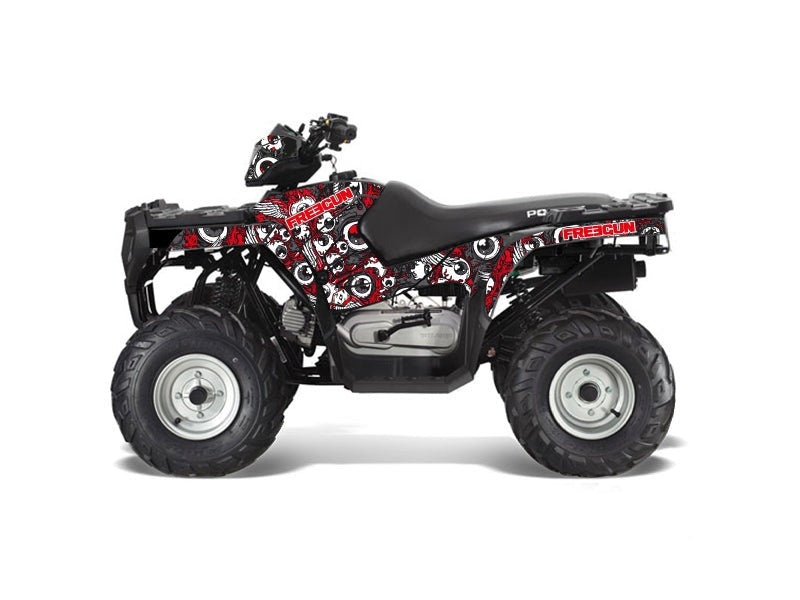 Laden Sie das Bild in Galerie -Viewer, POLARIS 90 SPORTSMAN ATV FREEGUN EYED GRAPHIC KIT RED GREY
