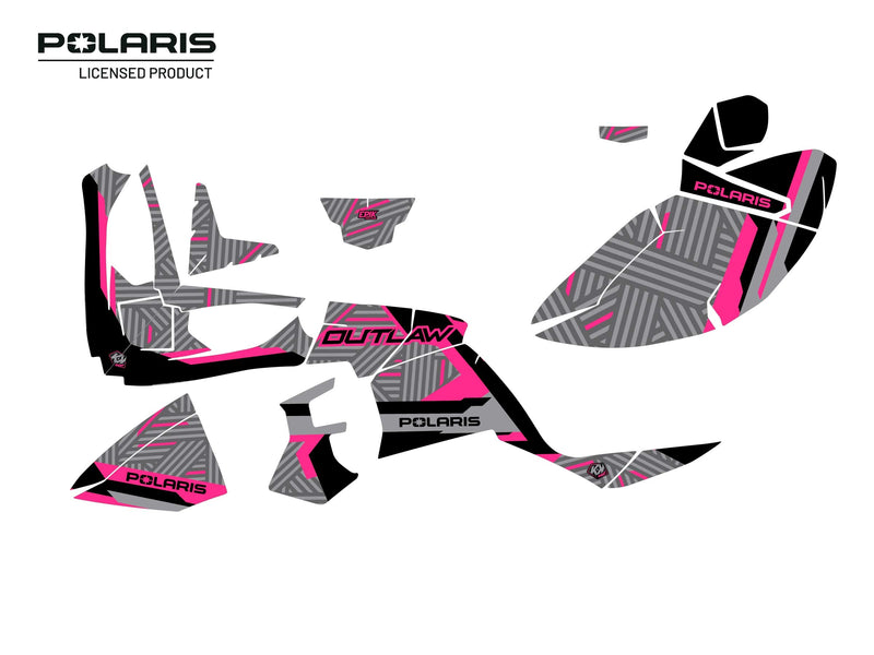 Chargez l&#39;image dans la visionneuse de la galerie, POLARIS OUTLAW 110 ATV EPIK GRAPHIC KIT PINK
