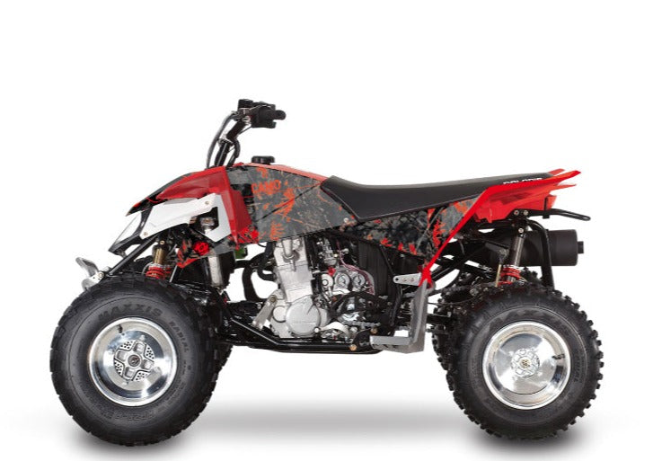 Laden Sie das Bild in Galerie -Viewer, POLARIS OUTLAW 450 ATV CAMO GRAPHIC KIT BLACK RED
