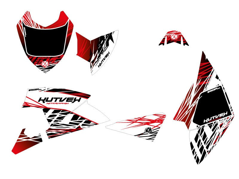 Laden Sie das Bild in Galerie -Viewer, POLARIS-OUTLAW-450-ATV-ERASER-GRAPHIC-KIT-RED-WHITE
