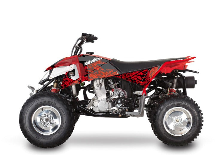 Laden Sie das Bild in Galerie -Viewer, POLARIS OUTLAW 450 ATV PREDATOR GRAPHIC KIT RED BLACK
