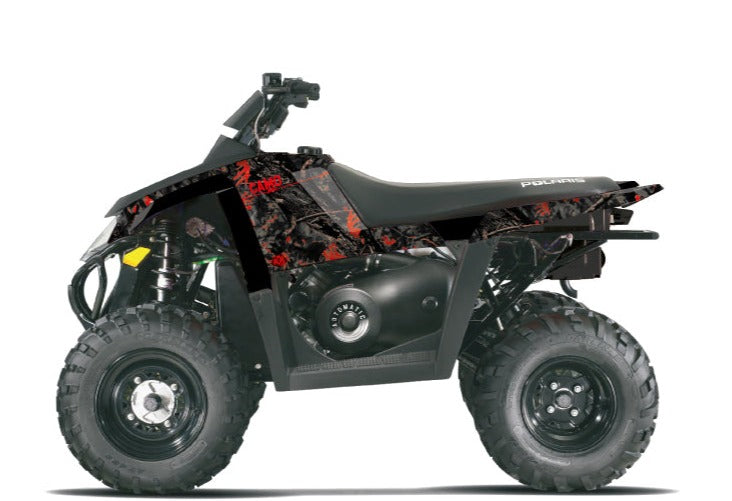 Chargez l&#39;image dans la visionneuse de la galerie, POLARIS SCRAMBLER 500 ATV CAMO GRAPHIC KIT BLACK RED
