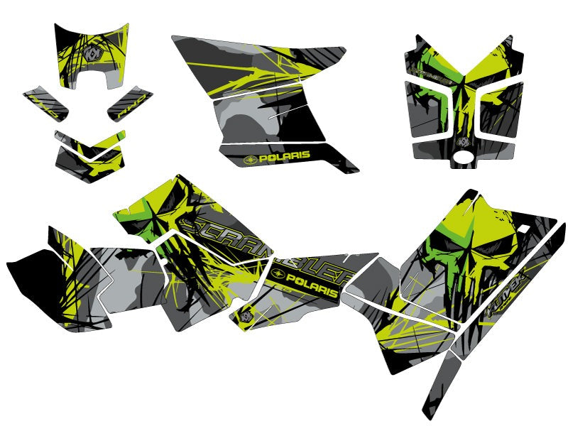 Chargez l&#39;image dans la visionneuse de la galerie, POLARIS SCRAMBLER 850-1000 XP ATV EVIL GRAPHIC KIT GREY GREEN FULL
