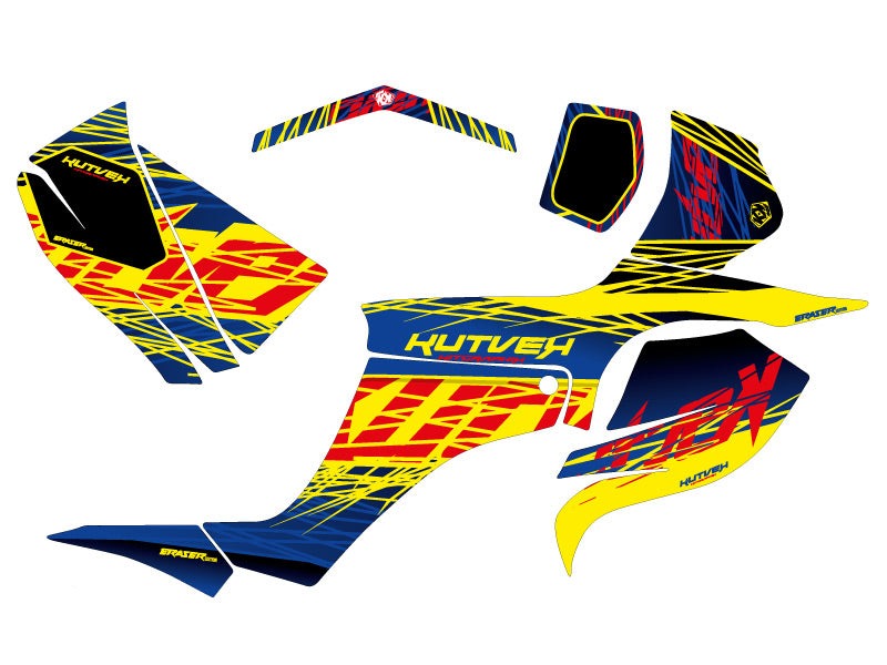 Laden Sie das Bild in Galerie -Viewer, SUZUKI 250 LTZ ATV ERASER GRAPHIC KIT BLUE YELLOW
