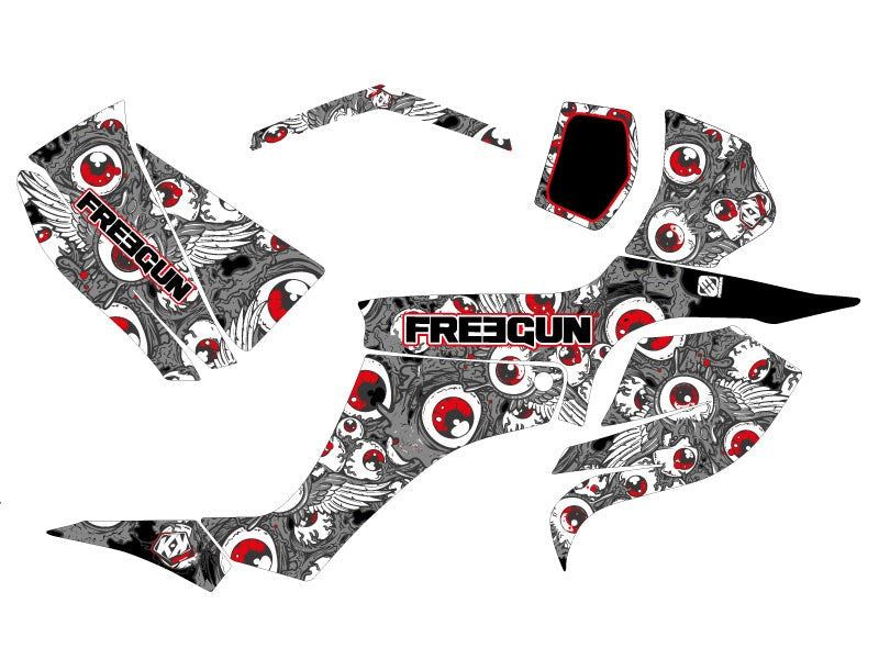 Chargez l&#39;image dans la visionneuse de la galerie, SUZUKI 250 LTZ ATV FREEGUN EYED GRAPHIC KIT GREY RED
