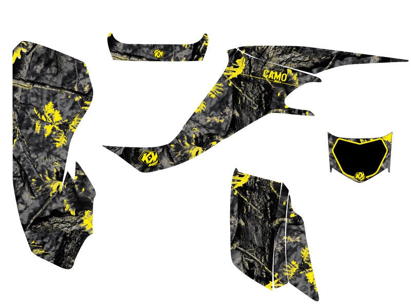 Laden Sie das Bild in Galerie -Viewer, SUZUKI 400 LTZ ATV CAMO GRAPHIC KIT BLACK YELLOW
