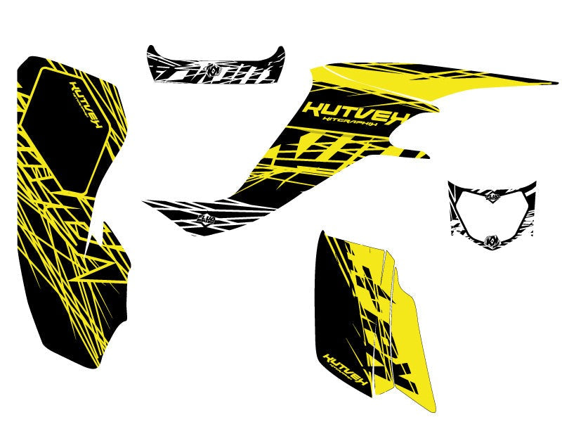 Laden Sie das Bild in Galerie -Viewer, SUZUKI 400 LTZ ATV ERASER FLUO GRAPHIC KIT YELLOW
