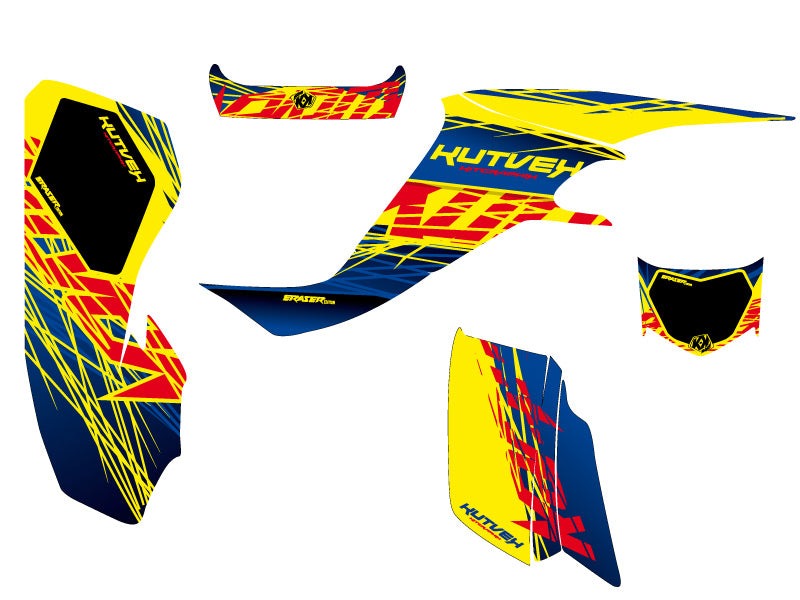 SUZUKI 400 LTZ ATV ERASER GRAPHIC KIT BLUE YELLOW