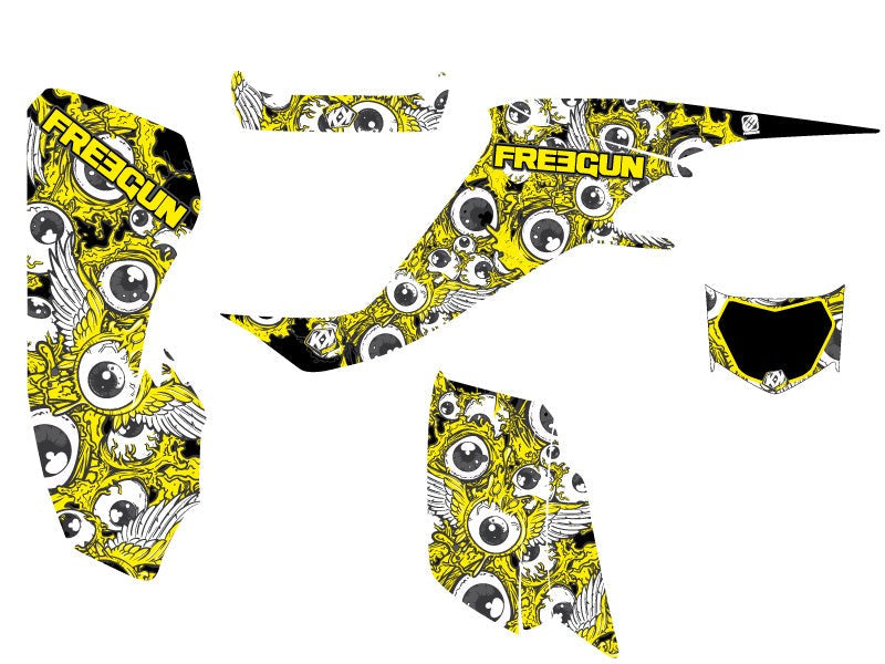 Laden Sie das Bild in Galerie -Viewer, SUZUKI 400 LTZ ATV FREEGUN EYED GRAPHIC KIT YELLOW
