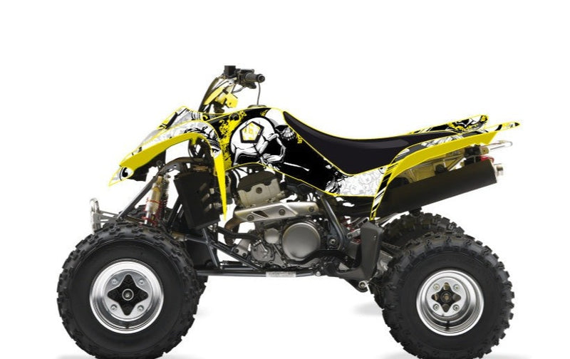 Chargez l&#39;image dans la visionneuse de la galerie, SUZUKI 400 LTZ ATV TRASH GRAPHIC KIT BLACK YELLOW
