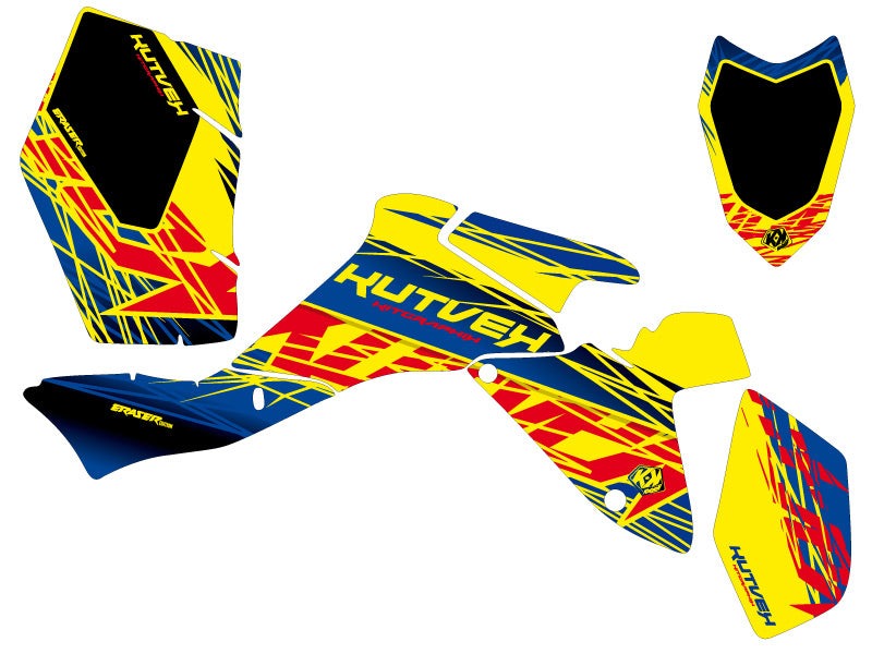 Load image into Gallery viewer, SUZUKI 400 LTZ IE ATV ERASER GRAPHIC KIT BLUE YELLOW
