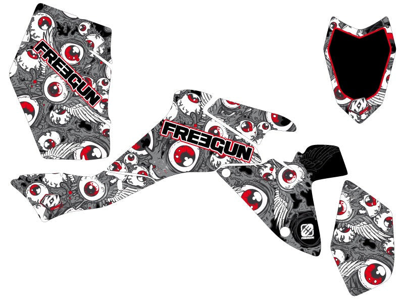 SUZUKI 400 LTZ IE ATV FREEGUN EYED GRAPHIC KIT GREY RED
