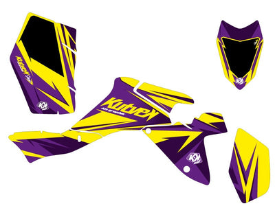 SUZUKI 400 LTZ IE ATV STAGE GRAPHIC KIT YELLOW PURPLE