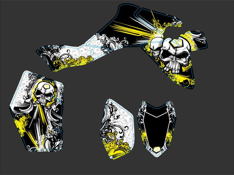 Laden Sie das Bild in Galerie -Viewer, SUZUKI 400 LTZ IE ATV TRASH GRAPHIC KIT BLACK YELLOW
