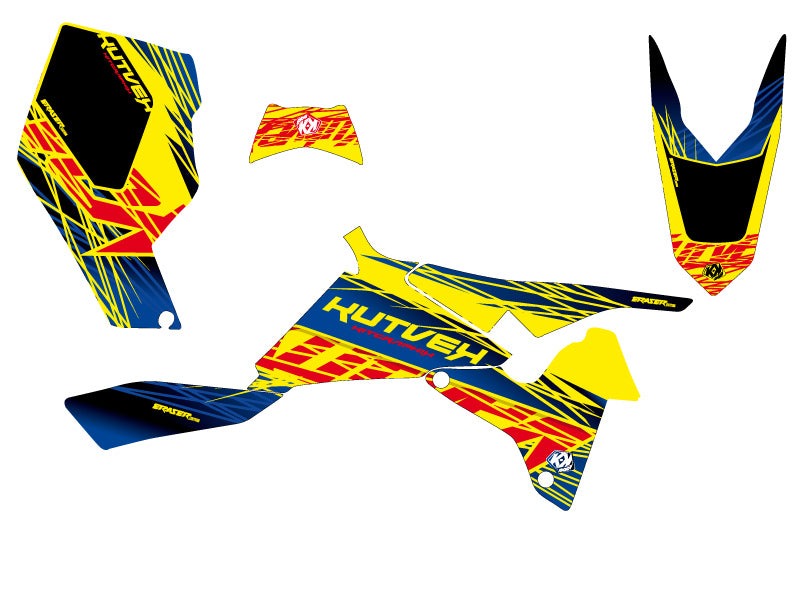 Chargez l&#39;image dans la visionneuse de la galerie, SUZUKI 450 LTR ATV ERASER GRAPHIC KIT BLUE YELLOW
