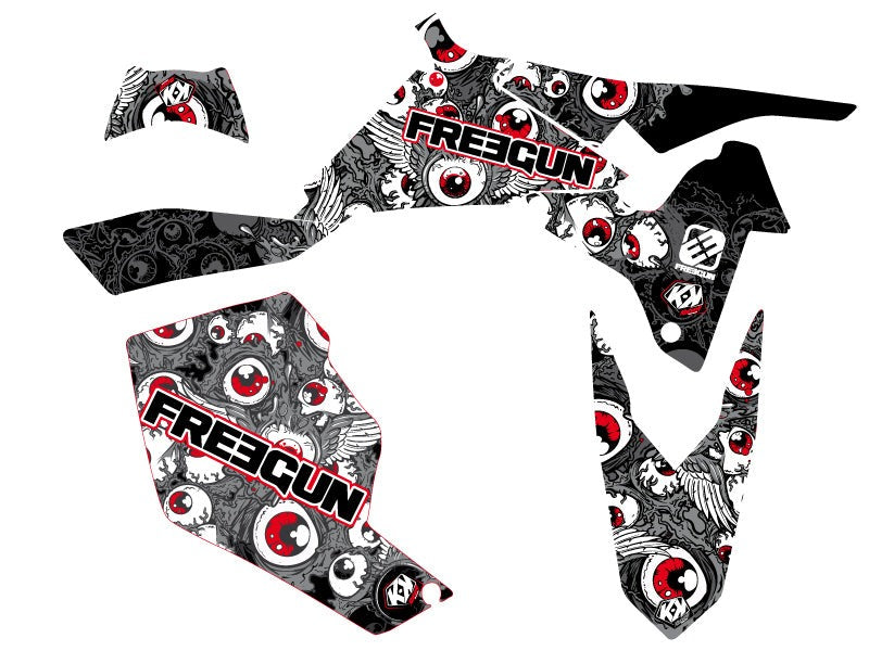 SUZUKI 450 LTR ATV FREEGUN EYED GRAPHIC KIT GREY RED