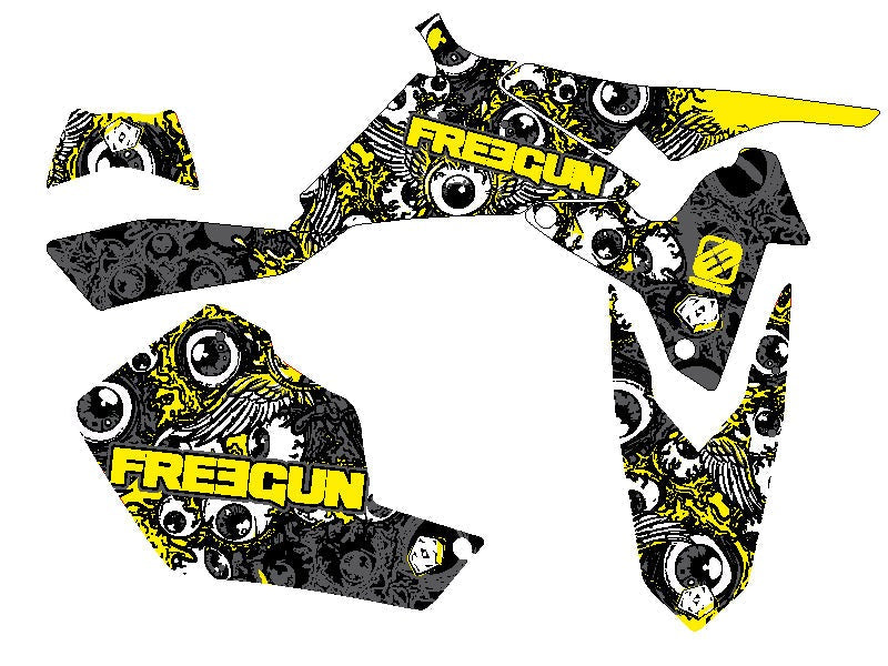 Chargez l&#39;image dans la visionneuse de la galerie, SUZUKI 450 LTR ATV FREEGUN EYED GRAPHIC KIT YELLOW
