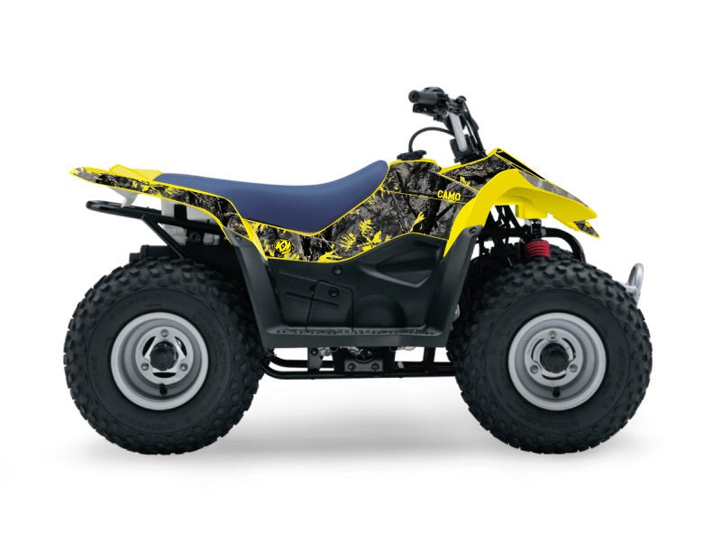 Laden Sie das Bild in Galerie -Viewer, SUZUKI 50 LT ATV CAMO GRAPHIC KIT BLACK YELLOW
