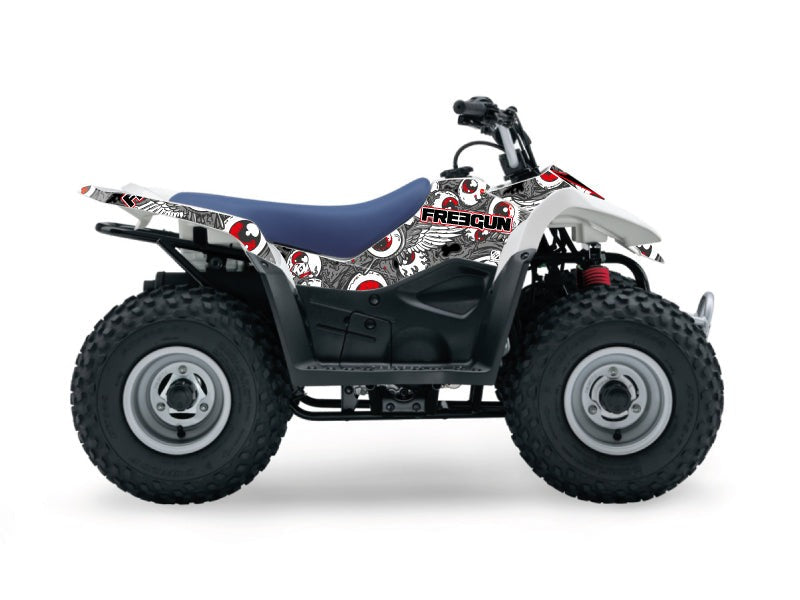 Chargez l&#39;image dans la visionneuse de la galerie, SUZUKI 80 LT ATV FREEGUN EYED GRAPHIC KIT GREY RED
