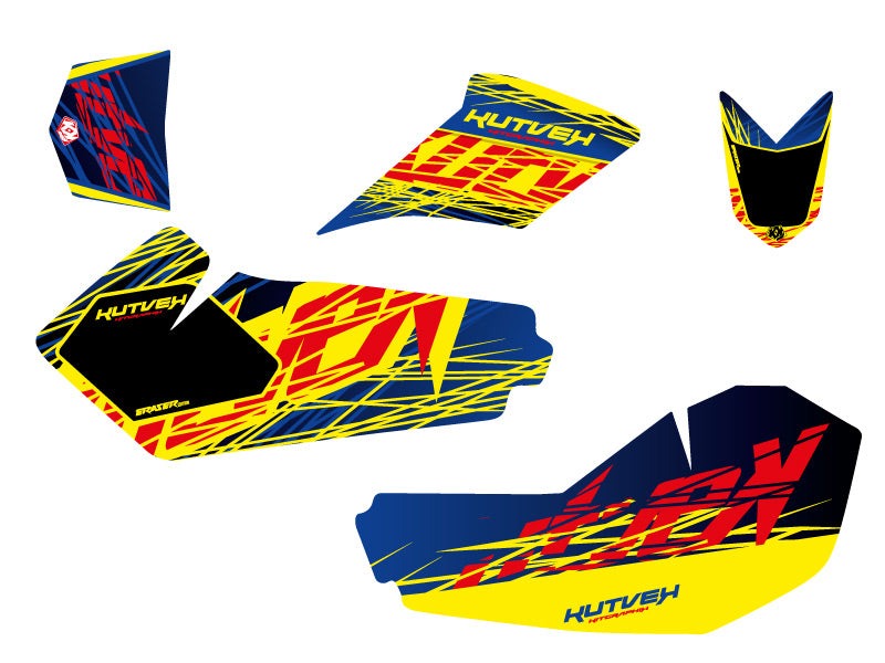 SUZUKI 90 LTZ ATV ERASER GRAPHIC KIT BLUE YELLOW