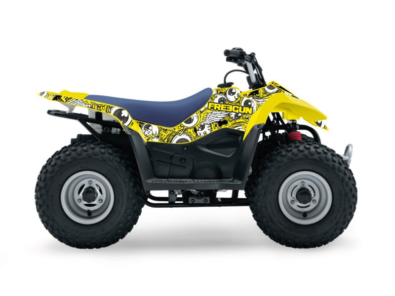 Chargez l&#39;image dans la visionneuse de la galerie, SUZUKI 90 LTZ ATV FREEGUN EYED GRAPHIC KIT YELLOW
