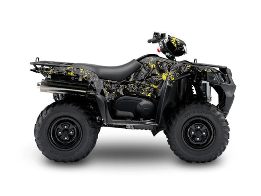 SUZUKI KING QUAD 400 ATV CAMO GRAPHIC KIT BLACK YELLOW