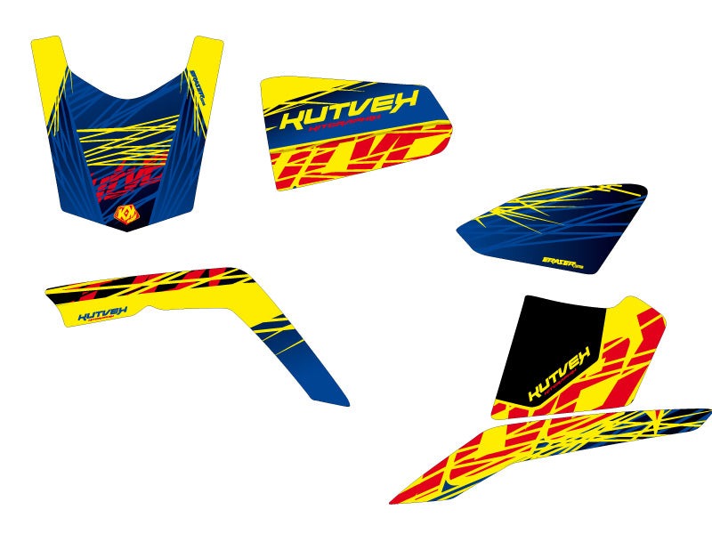 Chargez l&#39;image dans la visionneuse de la galerie, SUZUKI-KING-QUAD-400-ATV-ERASER-GRAPHIC-KIT-BLUE-YELLOW
