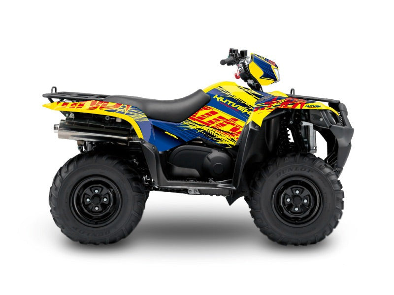 Chargez l&#39;image dans la visionneuse de la galerie, SUZUKI-KING-QUAD-400-ATV-ERASER-GRAPHIC-KIT-BLUE-YELLOW
