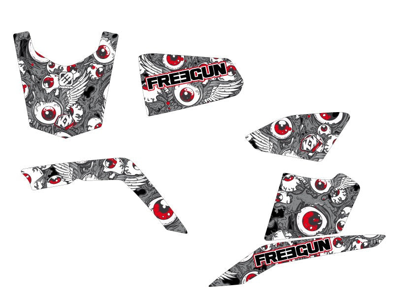 SUZUKI KING QUAD 400 ATV FREEGUN EYED GRAPHIC KIT GREY RED