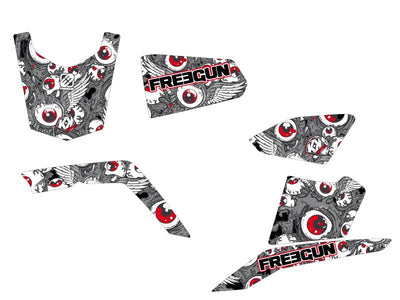 SUZUKI KING QUAD 400 ATV FREEGUN EYED GRAPHIC KIT GREY RED